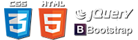 web technology logos - we work with bootstrap, jquery, css, html, ajax, php and other important web programming languages