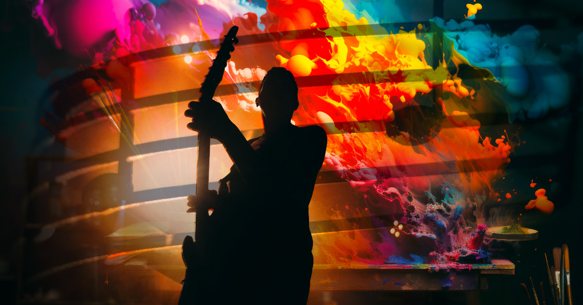 A conceptual digital artwork representing "Caged Creativity," featuring a classic birdcage filled with glowing musical notes and artistic symbols against a dark, moody background. The imagery symbolizes the tension between technical constraints and authentic creative expression.