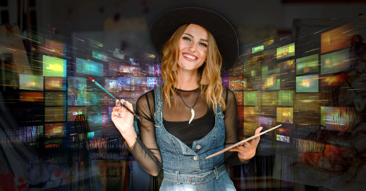 Alt Text: "Multimedia artist's creative canvas showcasing the transition from traditional hand-drawing to high-end digital video editing and web development at BeeZee Vision."